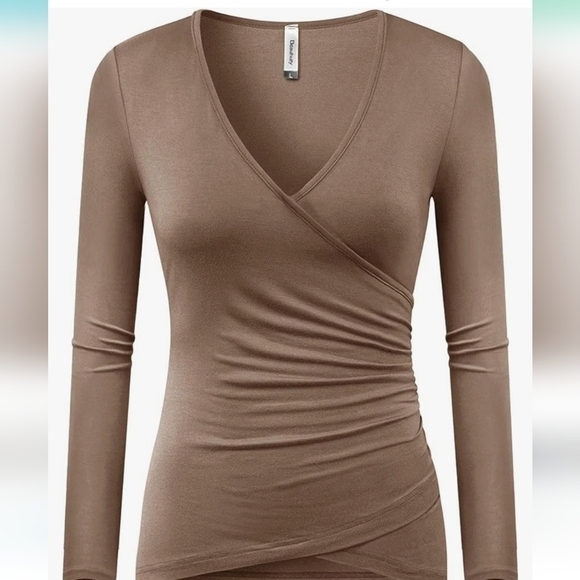 Beauhuty Tops - Beauhuty Women's Top Deep V Neck Slim Fitted Long Sleeves T-Shirt  NWT Size M